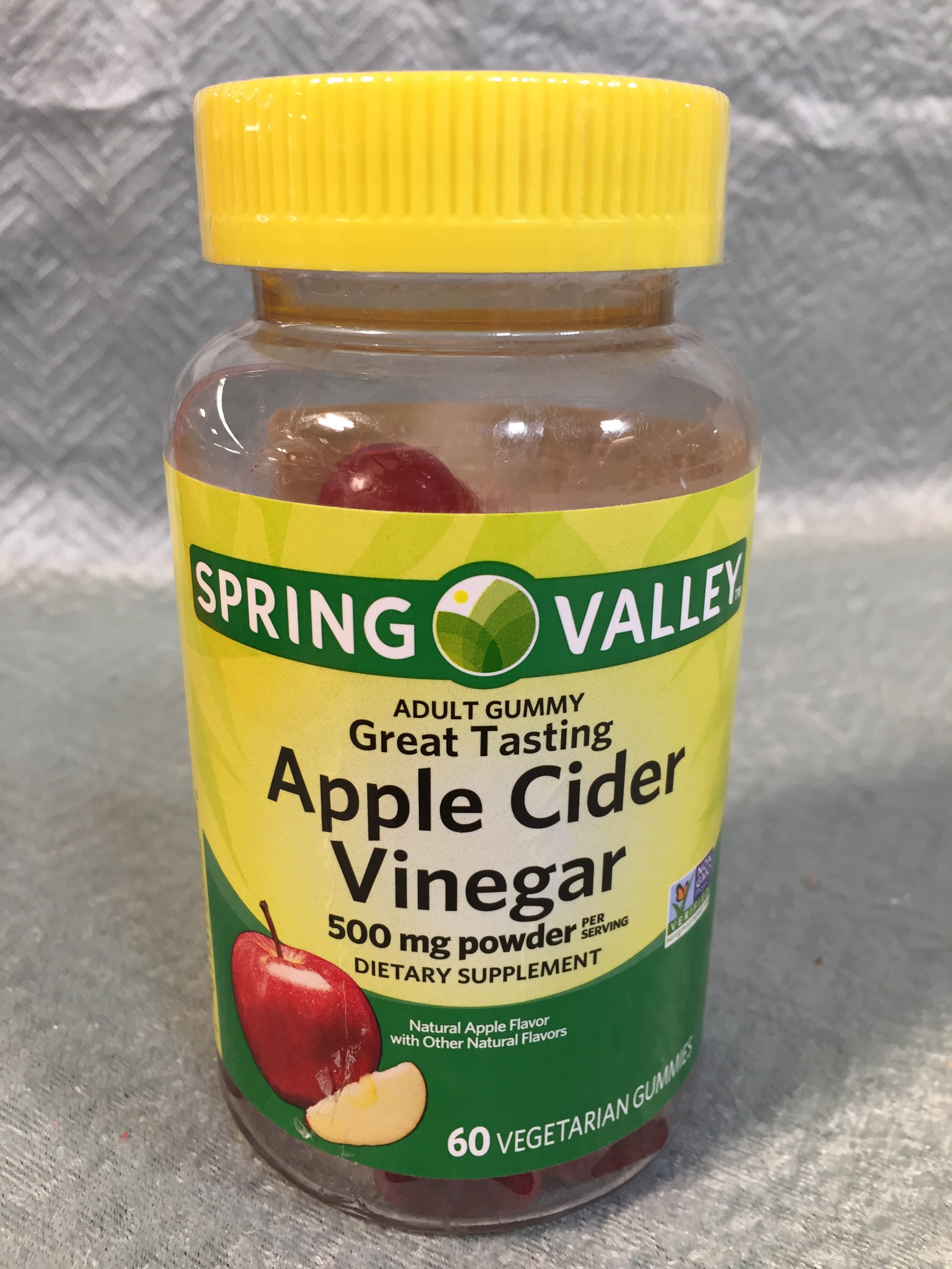 Spring Valley Apple Cider Vinegar 500 mg Powder, Great Apple Flavor, 60 Gummies (7592933392622)
